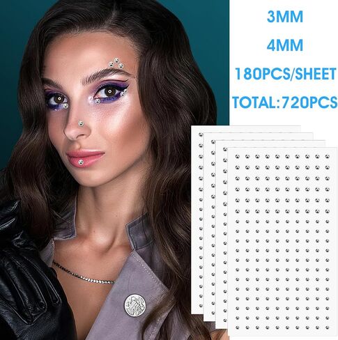 Fake Piercings 720PCs, Faux Fake Nose Ring Lip Piercings Clip-on, Non Pierced Nose Studs, Fake Earrings Belly Skin Piercings, Adhesive Face Body Jewelry Non Piercing for Women Men in Saudi Arabia