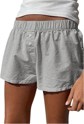 SHENHE Women's Elastic Waist Button Up Low Rise Striped Shorts Y2k Boxer Shorts Beach Shorts in Saudi Arabia