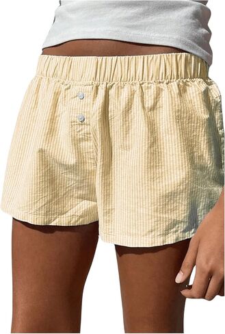 SHENHE Women's Elastic Waist Button Up Low Rise Striped Shorts Y2k Boxer Shorts Beach Shorts in Saudi Arabia