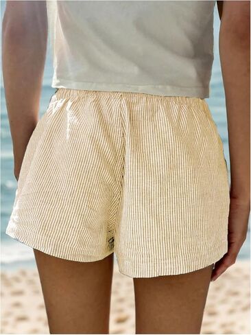 SHENHE Women's Elastic Waist Button Up Low Rise Striped Shorts Y2k Boxer Shorts Beach Shorts in Saudi Arabia