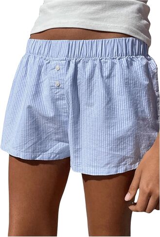 SHENHE Women's Elastic Waist Button Up Low Rise Striped Shorts Y2k Boxer Shorts Beach Shorts in Saudi Arabia