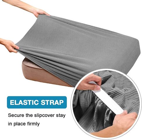 Flamingo P High Stretch Cushion Cover Sofa Cushion Furniture Protector for Sofa Seat Slipcover Sofa Cover Soft Flexibility with Elastic Bottom (3 Seat Cushion Cover, Dove) in Saudi Arabia