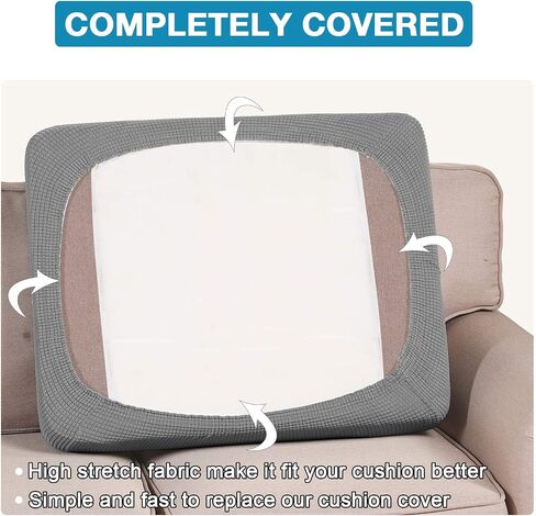 Flamingo P High Stretch Cushion Cover Sofa Cushion Furniture Protector for Sofa Seat Slipcover Sofa Cover Soft Flexibility with Elastic Bottom (3 Seat Cushion Cover, Dove) in Saudi Arabia