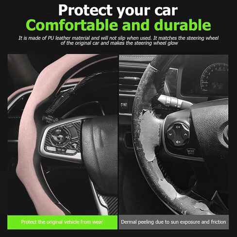Mandark Car Steering Wheel Cover, Suede Sport Vehicle Steer Wheel Protector Fitting 15 Inch, Non-Slip Comfortable Automotive Interior Decoration Accessories, Universal for Most Cars (Black) in Saudi Arabia