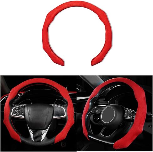 Mandark Car Steering Wheel Cover, Suede Sport Vehicle Steer Wheel Protector Fitting 15 Inch, Non-Slip Comfortable Automotive Interior Decoration Accessories, Universal for Most Cars (Black) in Saudi Arabia