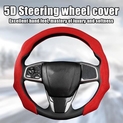 Mandark Car Steering Wheel Cover, Suede Sport Vehicle Steer Wheel Protector Fitting 15 Inch, Non-Slip Comfortable Automotive Interior Decoration Accessories, Universal for Most Cars (Black) in Saudi Arabia