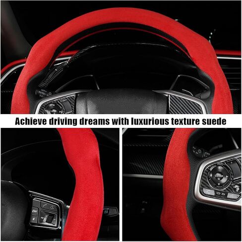 Mandark Car Steering Wheel Cover, Suede Sport Vehicle Steer Wheel Protector Fitting 15 Inch, Non-Slip Comfortable Automotive Interior Decoration Accessories, Universal for Most Cars (Black) in Saudi Arabia