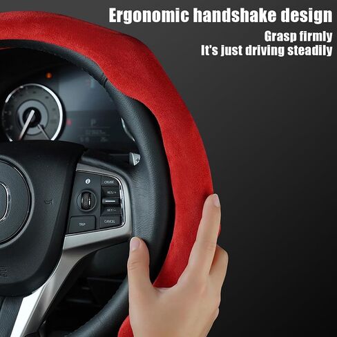 Mandark Car Steering Wheel Cover, Suede Sport Vehicle Steer Wheel Protector Fitting 15 Inch, Non-Slip Comfortable Automotive Interior Decoration Accessories, Universal for Most Cars (Black) in Saudi Arabia