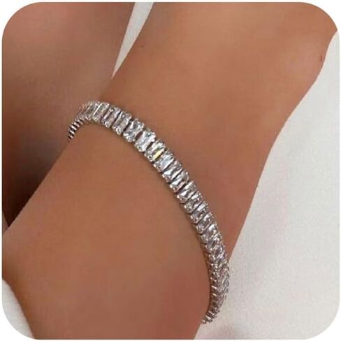 14K Gold Plated Cubic Zirconia Classic Tennis Bracelet for Women Trendy Dainty Gold Bracelets for Women Size 6.5-7.5 Inch in Kuwait