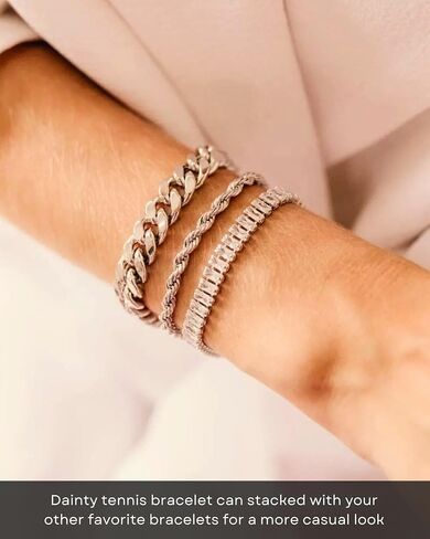 14K Gold Plated Cubic Zirconia Classic Tennis Bracelet for Women Trendy Dainty Gold Bracelets for Women Size 6.5-7.5 Inch in Kuwait