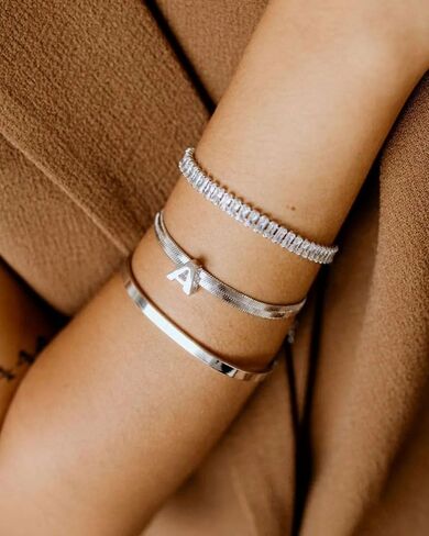 14K Gold Plated Cubic Zirconia Classic Tennis Bracelet for Women Trendy Dainty Gold Bracelets for Women Size 6.5-7.5 Inch in Kuwait