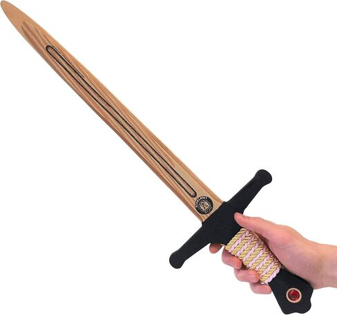 سيف Liontouch WoodyLion، ذهبي ووردي – كبير | لعبة إسفنجية تشبه الخشب للعب التظاهري في الغابة | سلاح آمن ومرن وإكسسوارات معركة للملابس والأزياء التنكرية للأطفال in Kuwait