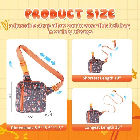 Kids Fanny Pack,Girls Boys Purse Bag Cute Cartoon Wasit Bag Travel Belt Bag,Crossbody bag for kids age 4-12(Fox) in Saudi Arabia