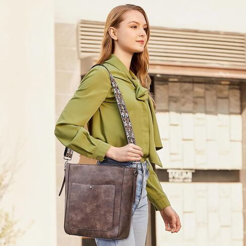 HKCLUF Crossbody Bags for Women Large Capacity Hobo Handbags Women With 2PCS Guitar Strap Leather Bucket Bag Purse For Women in Saudi Arabia