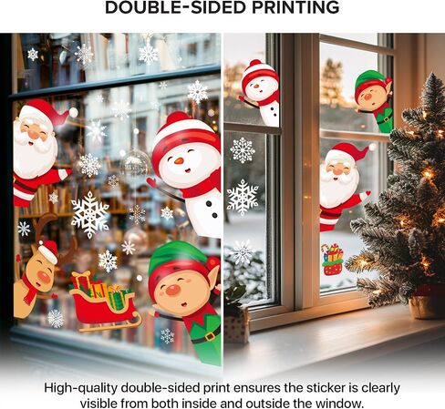 X-Protector Christmas Window Clings - 89 PCS Set - Amazing Christmas Stickers for Window - Christmas Window Decorations Stickers - Christmas Decorations Indoor with Christmas Characters & Snowflakes! in Saudi Arabia