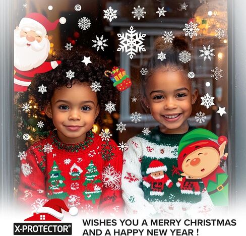 X-Protector Christmas Window Clings - 89 PCS Set - Amazing Christmas Stickers for Window - Christmas Window Decorations Stickers - Christmas Decorations Indoor with Christmas Characters & Snowflakes! in Saudi Arabia