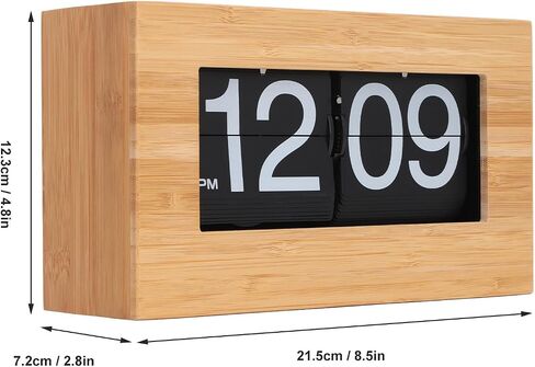 TOPINCN Vintage Auto Flip Clock Retro Large Number Desk Table Clock, Modern Minimalist Wooden Digital Flipping Clock with Relaxing Stress Relief Function (Black Background) in Saudi Arabia