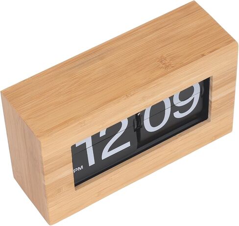 TOPINCN Vintage Auto Flip Clock Retro Large Number Desk Table Clock, Modern Minimalist Wooden Digital Flipping Clock with Relaxing Stress Relief Function (Black Background) in Saudi Arabia