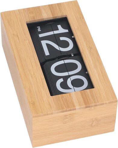 TOPINCN Vintage Auto Flip Clock Retro Large Number Desk Table Clock, Modern Minimalist Wooden Digital Flipping Clock with Relaxing Stress Relief Function (Black Background) in Saudi Arabia