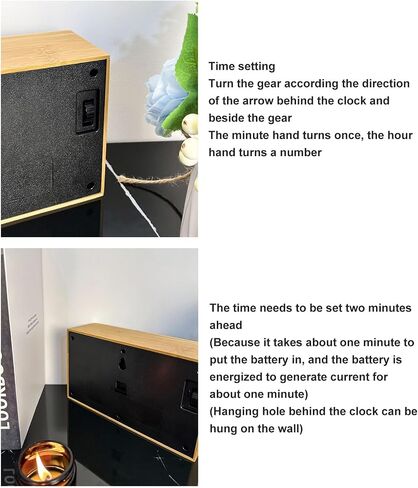 TOPINCN Vintage Auto Flip Clock Retro Large Number Desk Table Clock, Modern Minimalist Wooden Digital Flipping Clock with Relaxing Stress Relief Function (Black Background) in Saudi Arabia