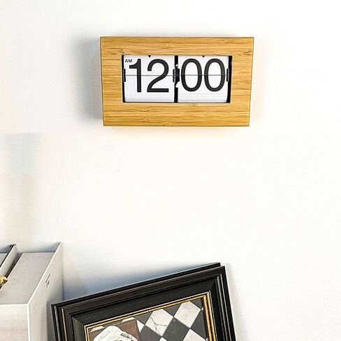 TOPINCN Vintage Auto Flip Clock Retro Large Number Desk Table Clock, Modern Minimalist Wooden Digital Flipping Clock with Relaxing Stress Relief Function (Black Background) in Saudi Arabia