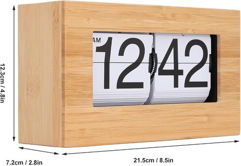 TOPINCN Vintage Auto Flip Clock Retro Large Number Desk Table Clock, Modern Minimalist Wooden Digital Flipping Clock with Relaxing Stress Relief Function (Black Background) in Saudi Arabia