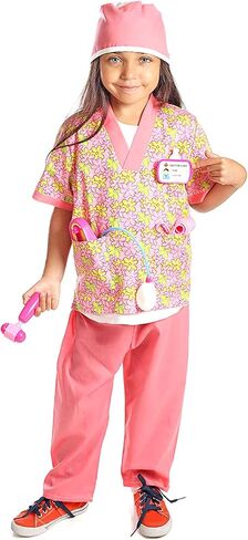 Doctor Costume for Kids Ages 3-7, Pretend Play Dress Up Set with Accessories, Role Play Outfits Veterinarian, Nurse, Surgeon in Saudi Arabia