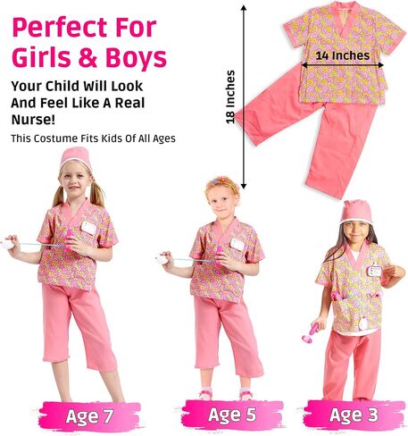 Doctor Costume for Kids Ages 3-7, Pretend Play Dress Up Set with Accessories, Role Play Outfits Veterinarian, Nurse, Surgeon in Saudi Arabia