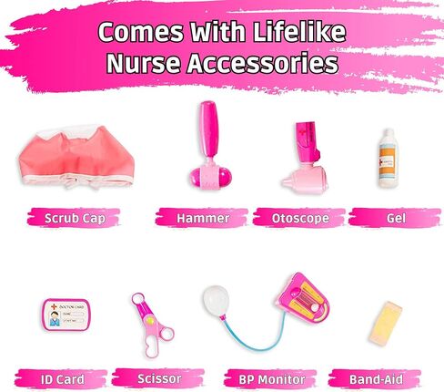 Doctor Costume for Kids Ages 3-7, Pretend Play Dress Up Set with Accessories, Role Play Outfits Veterinarian, Nurse, Surgeon in Saudi Arabia