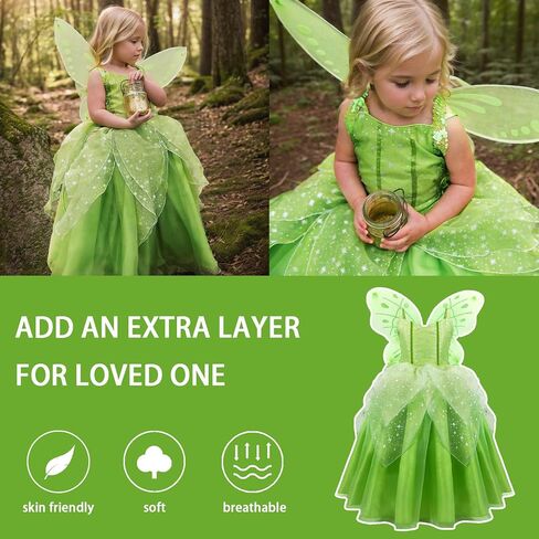 Princess Tinker Bell Halloween Costume for Girls, Birthday Party Fairy Dress Up, Special Occasion Dress with Wings in Kuwait