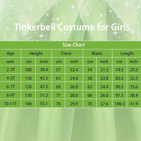 Princess Tinker Bell Halloween Costume for Girls, Birthday Party Fairy Dress Up, Special Occasion Dress with Wings in Kuwait