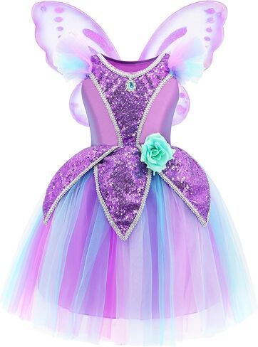 Princess Tinker Bell Halloween Costume for Girls, Birthday Party Fairy Dress Up, Special Occasion Dress with Wings in Kuwait