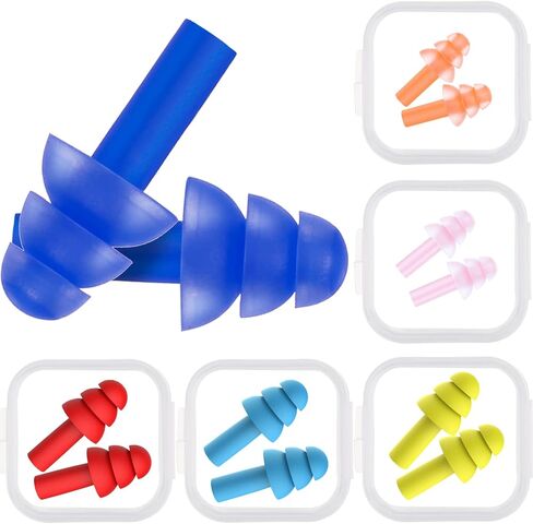 6 Pairs Kids Adults Ear Plugs Swimming Noise Cancelling Reusable Earplugs for Sleeping and Swimming, 6 Assorted Colors(Classic Colors) in Kuwait