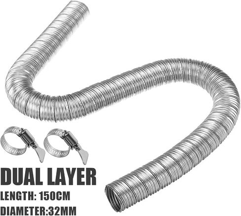 Dual Layer Heater Exhaust Pipe with Clamps Air Heater Fuel Tank Diesel Gas Vent Hose Flexible Auxiliary Heater Exhaust Extension Hose Diameter 32mm Compatible with Webasto Eberspacher Heater (60CM) in Saudi Arabia