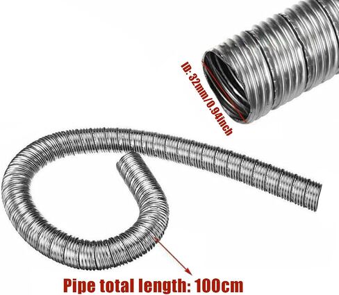 Dual Layer Heater Exhaust Pipe with Clamps Air Heater Fuel Tank Diesel Gas Vent Hose Flexible Auxiliary Heater Exhaust Extension Hose Diameter 32mm Compatible with Webasto Eberspacher Heater (60CM) in Saudi Arabia
