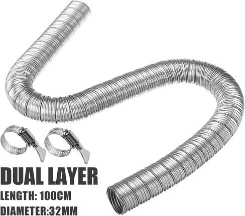 Dual Layer Heater Exhaust Pipe with Clamps Air Heater Fuel Tank Diesel Gas Vent Hose Flexible Auxiliary Heater Exhaust Extension Hose Diameter 32mm Compatible with Webasto Eberspacher Heater (60CM) in Saudi Arabia