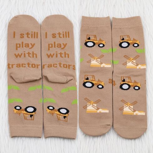MBMSO 2 Pairs Farming Socks I Still Play with Tractors Socks Funny Farmer Gift Farm Owner Gifts Tractor Lover Gift Socks in Saudi Arabia