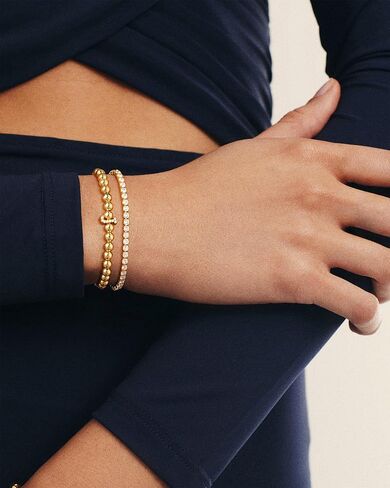 Initial Gold Bracelets for Women, 14K Gold Plated Letter Bracelet Beaded Cubic Zirconia Tennis Bracelets for Women Trendy Fashion Jewelry for Women, Initial A-Z in Kuwait