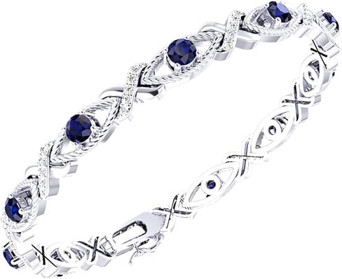 Crossed Lustrous Eyelet Bracelet for Women 925 Sterling Silver Gemstone Bracelet Round 4mm with 1.2mm Cubic Zirconia Bracelet Wrist Jewelry Party Gift, 7 Inch in Saudi Arabia
