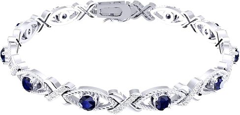 Crossed Lustrous Eyelet Bracelet for Women 925 Sterling Silver Gemstone Bracelet Round 4mm with 1.2mm Cubic Zirconia Bracelet Wrist Jewelry Party Gift, 7 Inch in Saudi Arabia