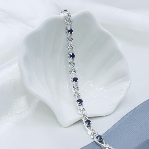 Crossed Lustrous Eyelet Bracelet for Women 925 Sterling Silver Gemstone Bracelet Round 4mm with 1.2mm Cubic Zirconia Bracelet Wrist Jewelry Party Gift, 7 Inch in Saudi Arabia
