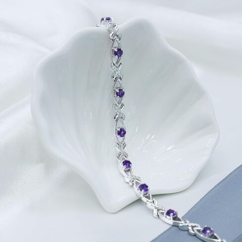 Crossed Lustrous Eyelet Bracelet for Women 925 Sterling Silver Gemstone Bracelet Round 4mm with 1.2mm Cubic Zirconia Bracelet Wrist Jewelry Party Gift, 7 Inch in Saudi Arabia