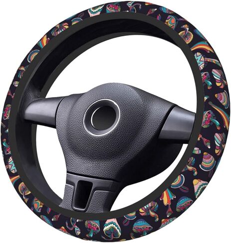 Green Frog Mushroom Steering Wheel Cover Non-Slip Auto Steering Wheel Protector Car Accessories Universal Fit 15 Inches for Men Women in Kuwait