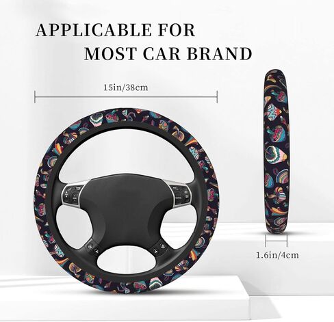 Green Frog Mushroom Steering Wheel Cover Non-Slip Auto Steering Wheel Protector Car Accessories Universal Fit 15 Inches for Men Women in Kuwait