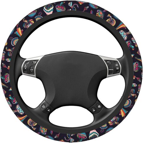 Green Frog Mushroom Steering Wheel Cover Non-Slip Auto Steering Wheel Protector Car Accessories Universal Fit 15 Inches for Men Women in Kuwait