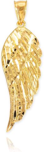 14K Gold Angel Wing Charm Pendant Sizes (S-L) - Choice of Metal in Saudi Arabia