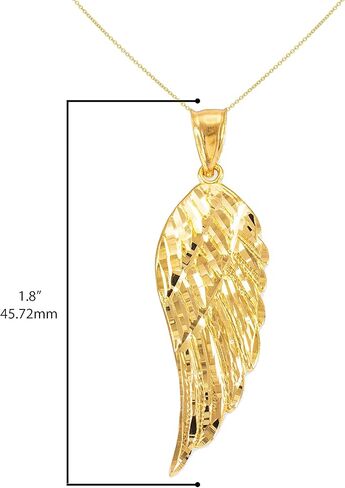 14K Gold Angel Wing Charm Pendant Sizes (S-L) - Choice of Metal in Saudi Arabia
