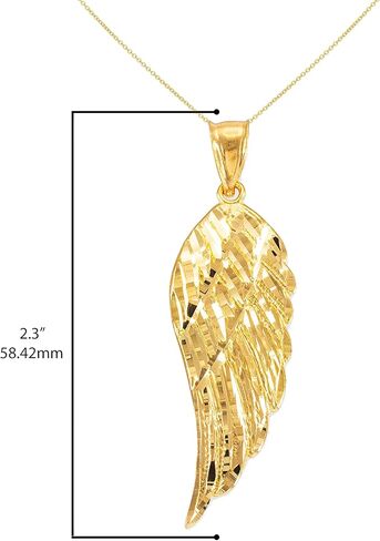 14K Gold Angel Wing Charm Pendant Sizes (S-L) - Choice of Metal in Saudi Arabia