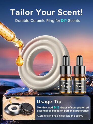 CEENIU 2024 New UFO Car Air Freshener, Solar Powered Auto Rotary, Aluminum Alloy, Supports DIY perfumes, Natural French Fragrance, Cologne & Mint ice, Two Oils, F21 Car Fresheners, Car Fragrance in Kuwait