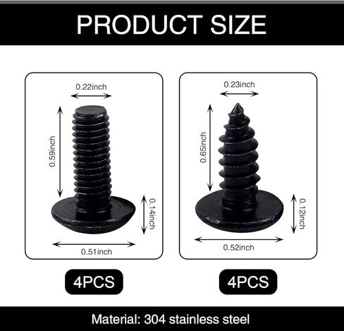 8 قطع براغي لوحة ترخيص السيارة، ملحقات تثبيت إطار معدني متين مقاوم للماء مع حصيرة مقاومة للصدمات، مسامير سيارات عالمية مع أدوات تركيب لشاحنة سيارات الدفع الرباعي (أسود) in Kuwait